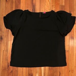 Vince Camuto Black Blouse with flutter sleaves